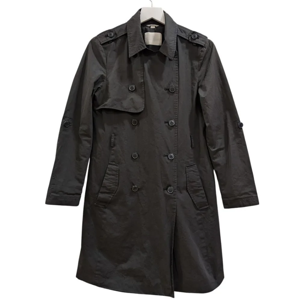 Soia & Kyo Lightweight Floral Lined Double Breasted Trench Coat - Black Size XS - Picture 2 of 9